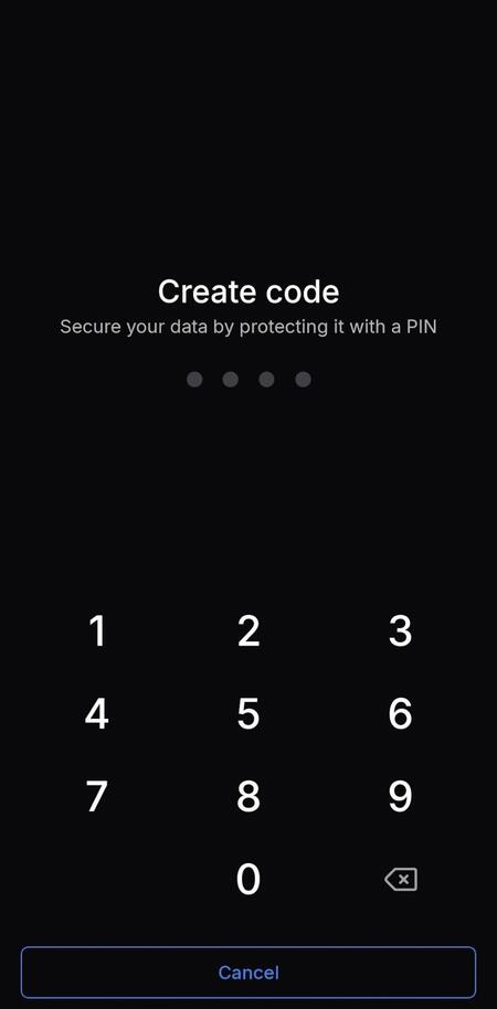 WhiteBIT app PIN setup window