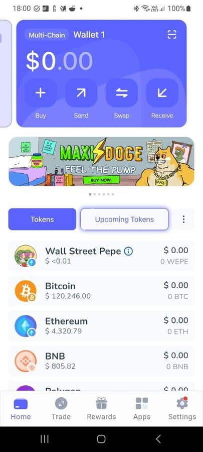 The look of Best Wallet on an Android phone