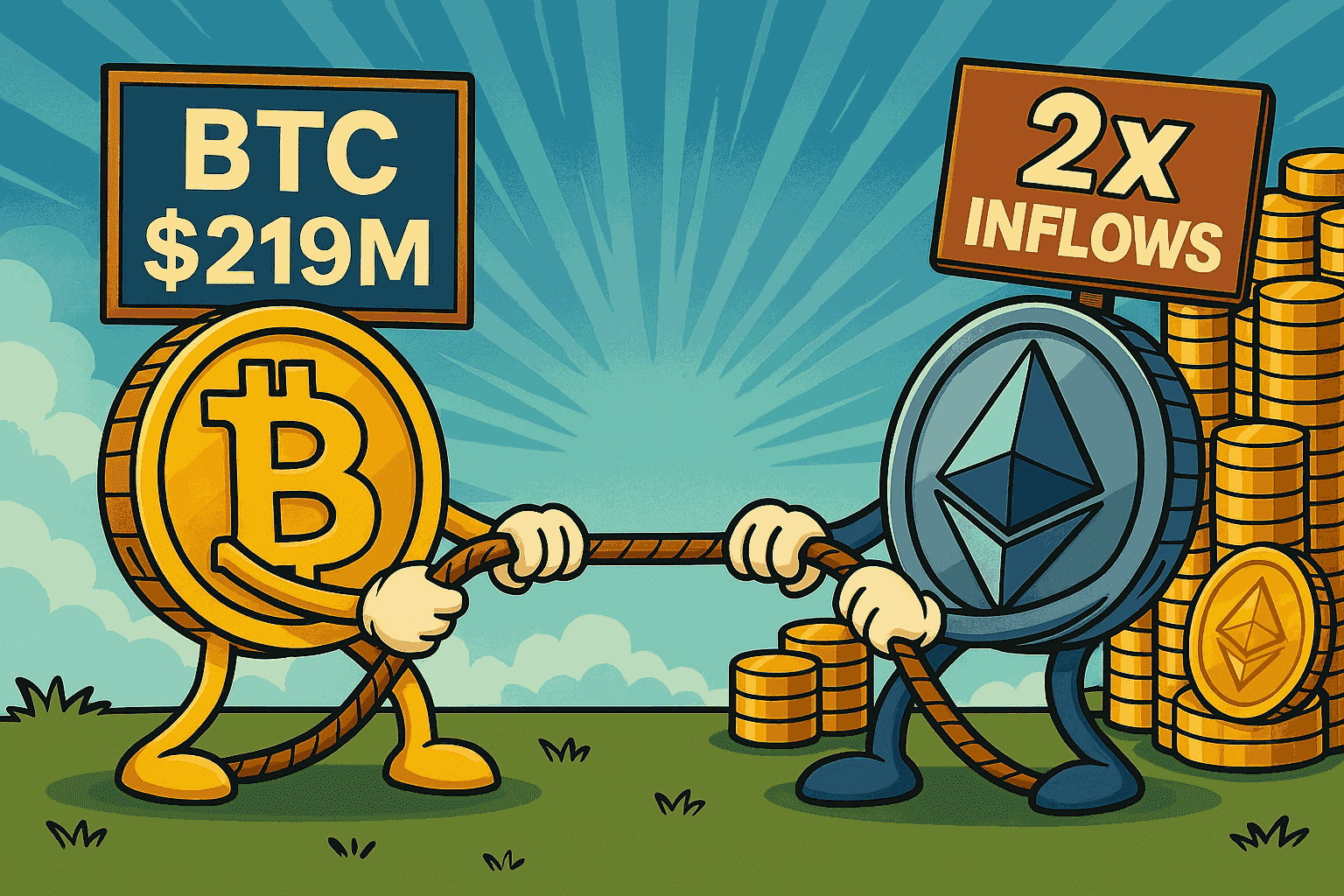 Bitcoin ETF Inflows Hit $219M, Ethereum Pulls $444M