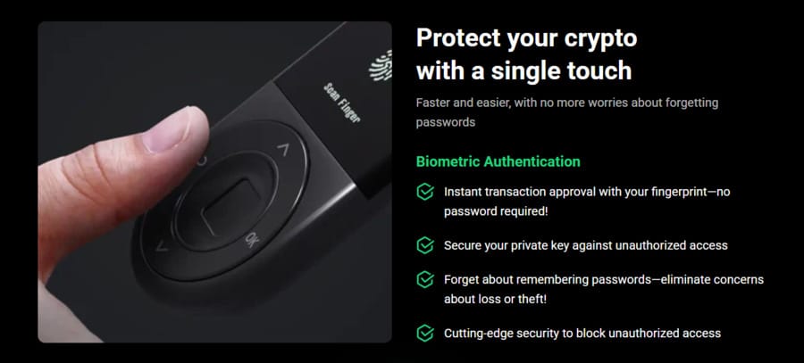 D’CENT Biometric Wallet’s fingerprint scanner is its most unique feature