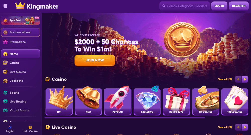 Play pokies on Kingmaker Casino Australia & be in with 50 chances for a hefty A$1M jackpot