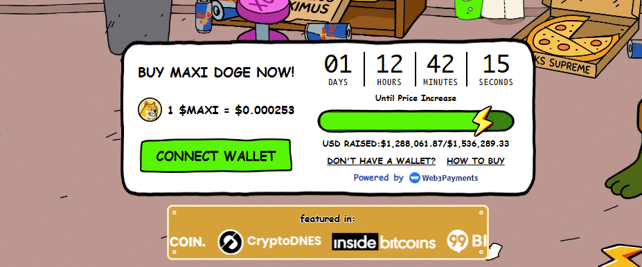 Wiki Cat meme coin on the BNB Chain is exploding. As Dogecoin slide, WKC crypto is up by over 350%. Maxi Doge raises over $1.2 million
