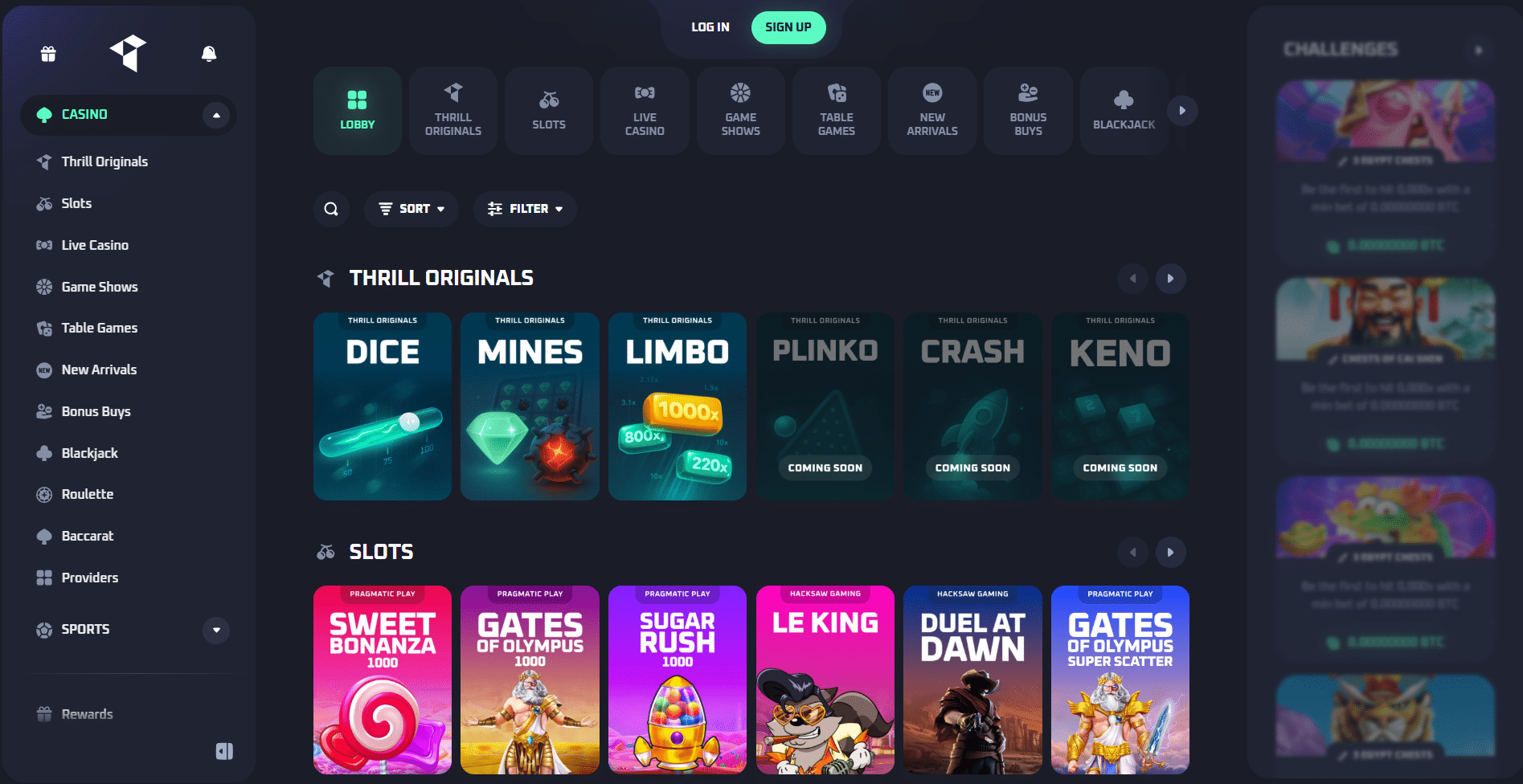 Play at Thrill Casino for daily rakeback