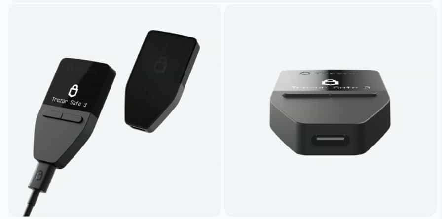 Trezor Safe 3 two perspectives