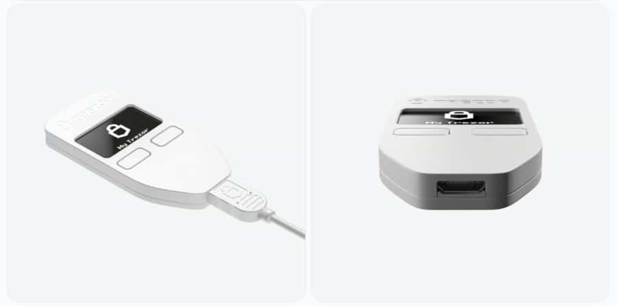 Trezor Model One two perspectives