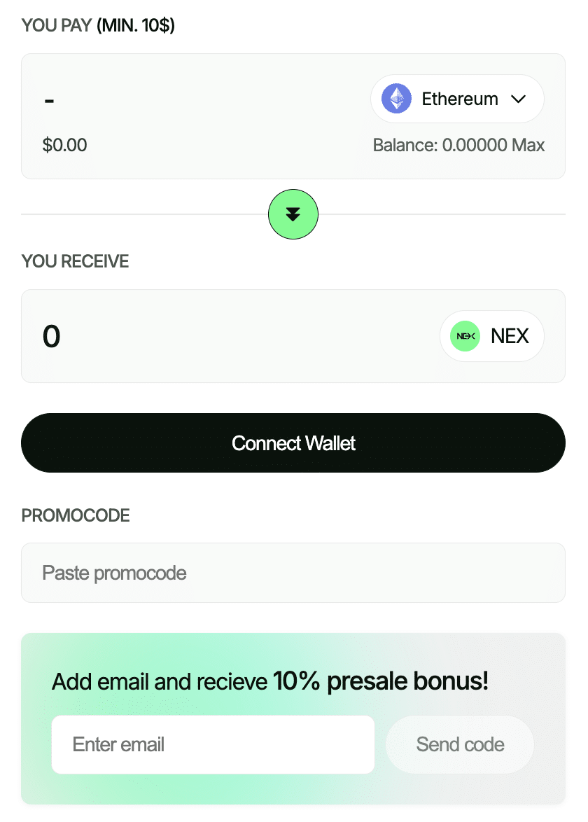 Buy NEX tokens
