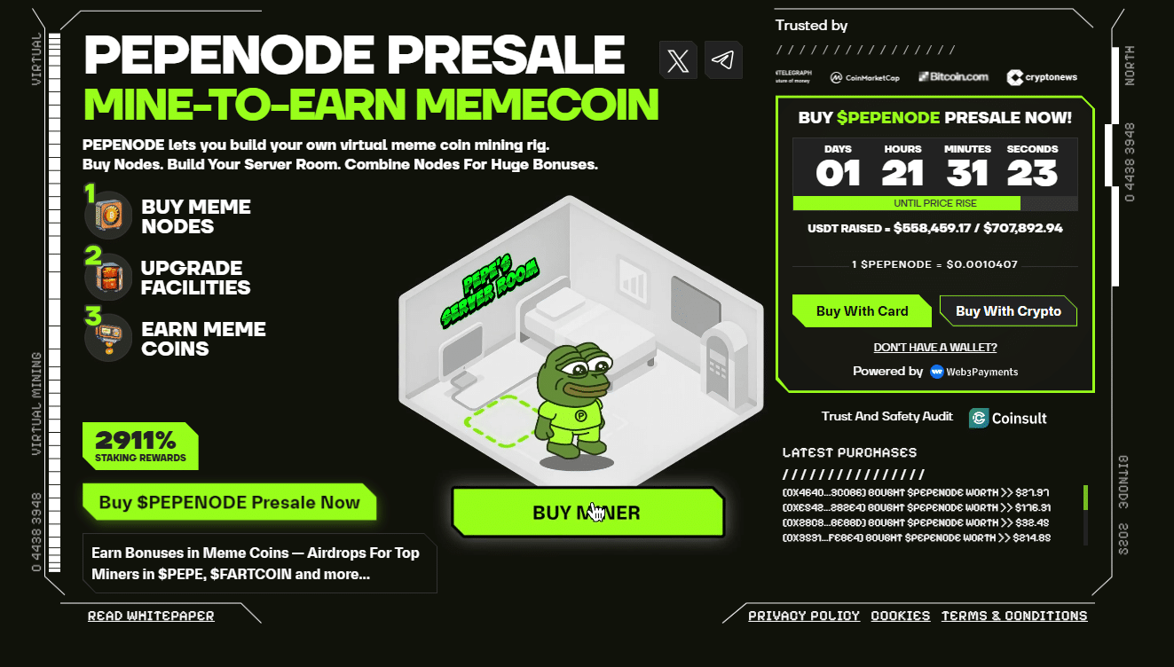 Tellor Crypto Upgrade, PepeNode Presale Raises Nearly $600K