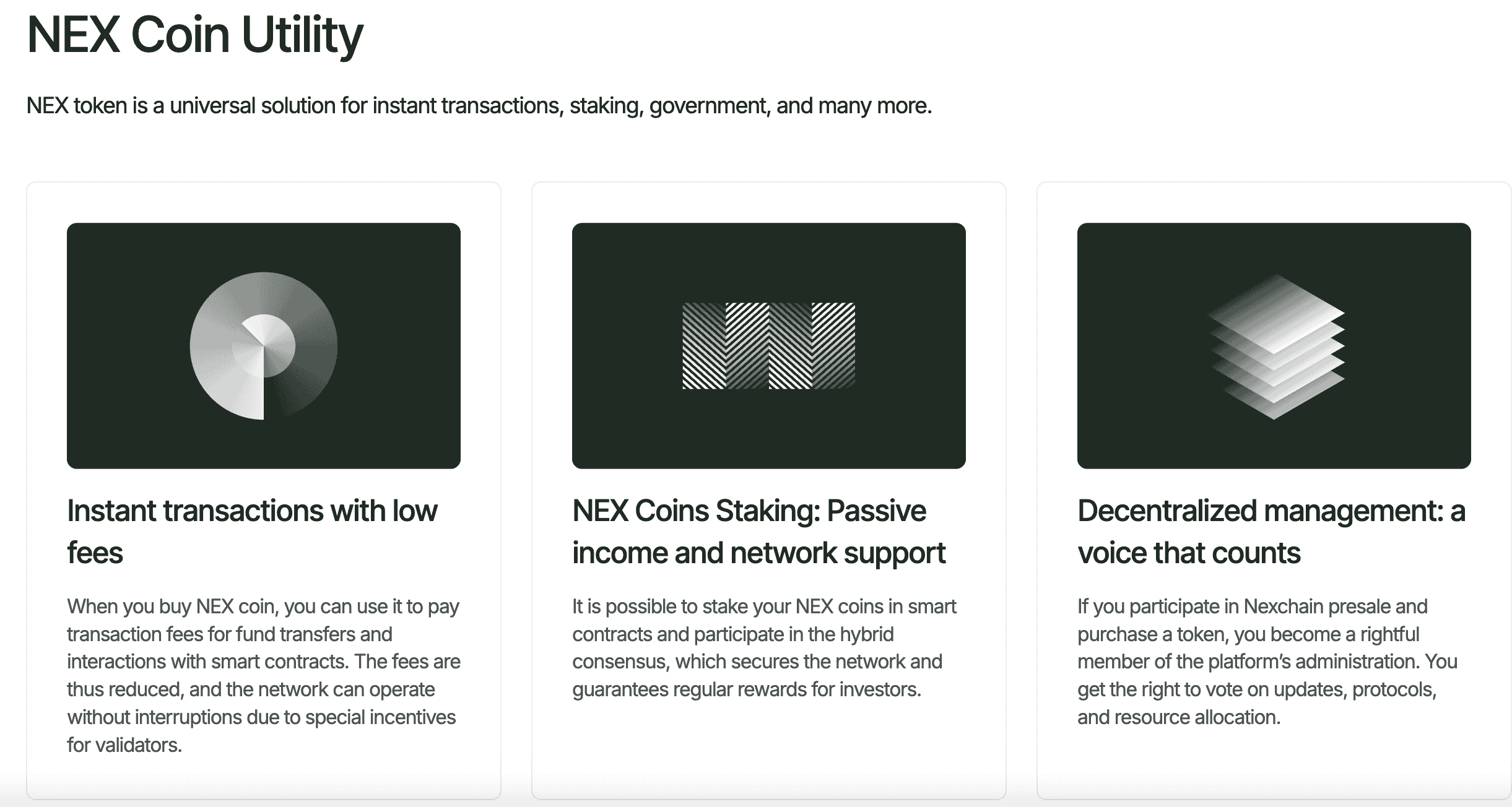 NEX token utility