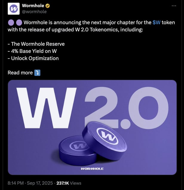 Wormhole crypto, W token, enters September with a decisive upgrade, as its new treasury model links protocol revenue directly to token value.
