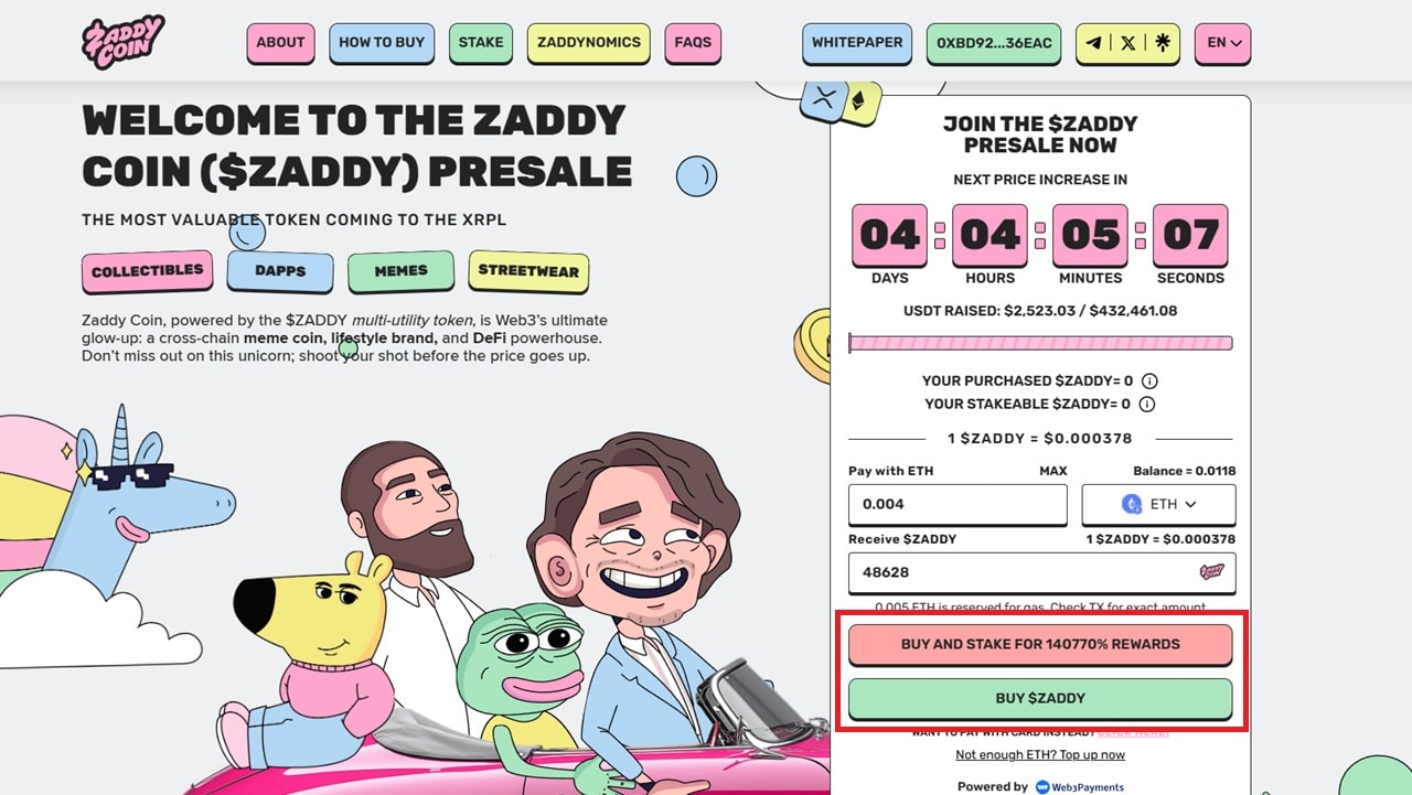 Zaddy Coin buy tokens