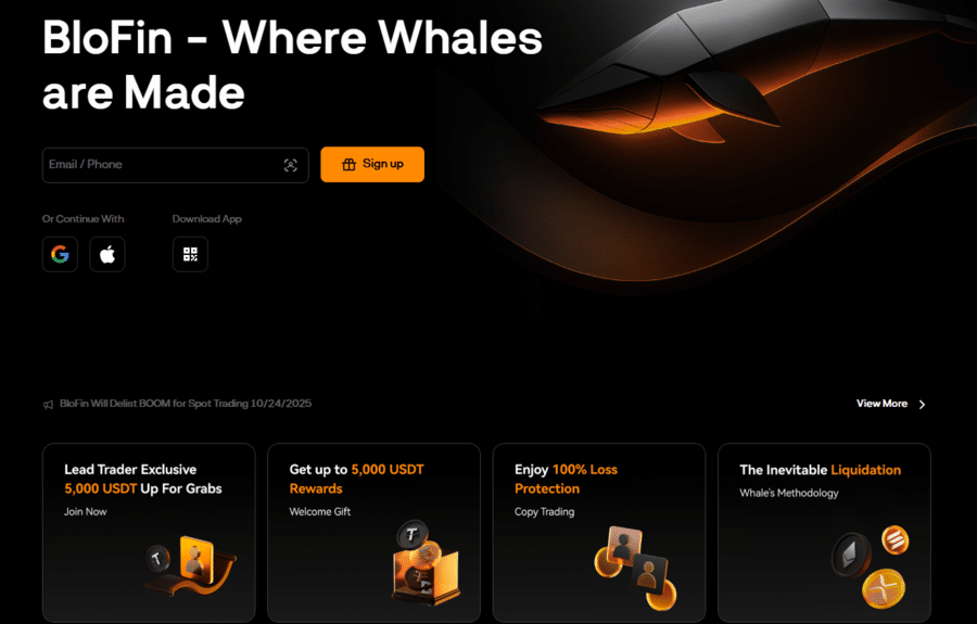 BloFin homepage