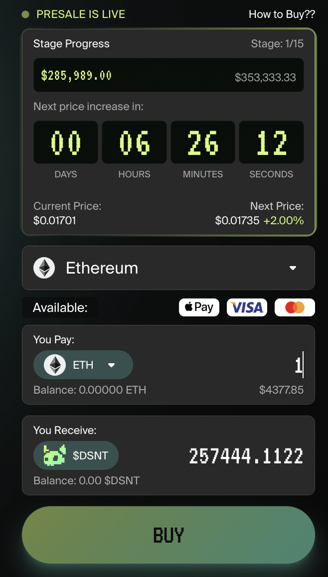 Buy DSNT tokens