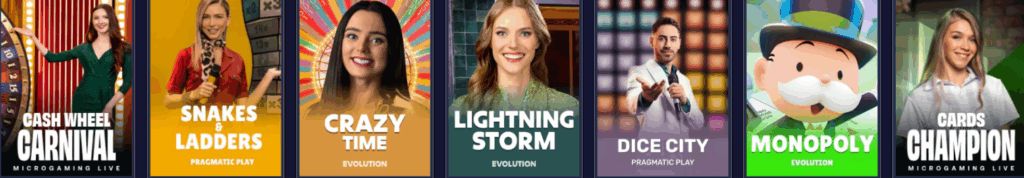 Gameshow selection at Casinopunkz, one of our highly recommended BTC gambling sites