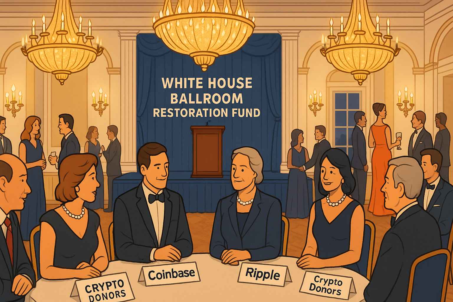 Crypto and Big Tech Behind Trump’s $300 Million White House Ballroom