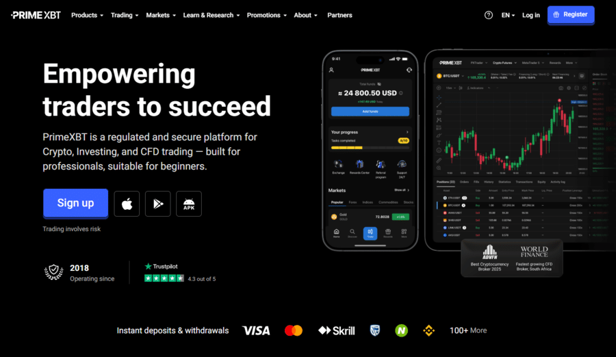 PrimeXBT homepage