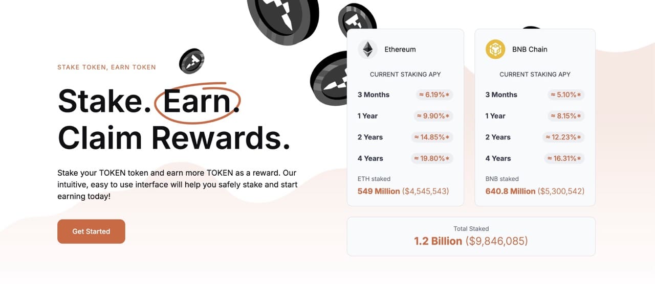 Floki staking on TokenFi to receive $TOKEN reward coins