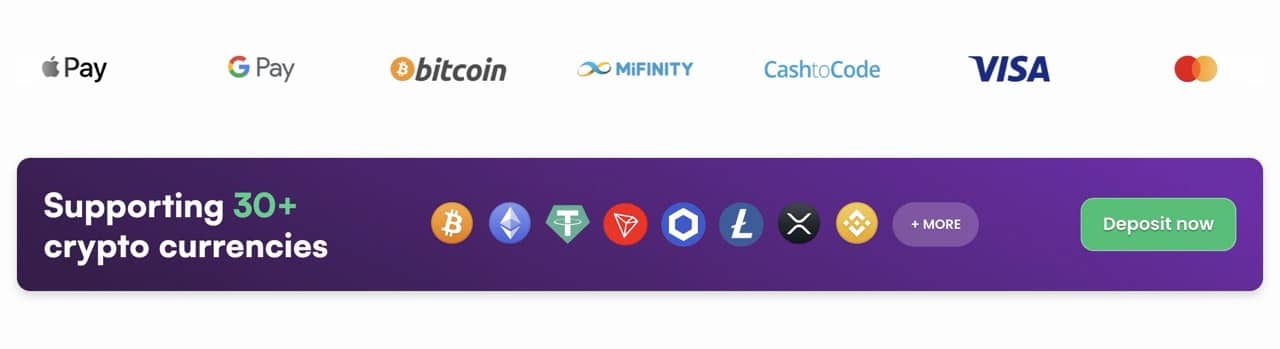Popular payment methods at Instaspin
