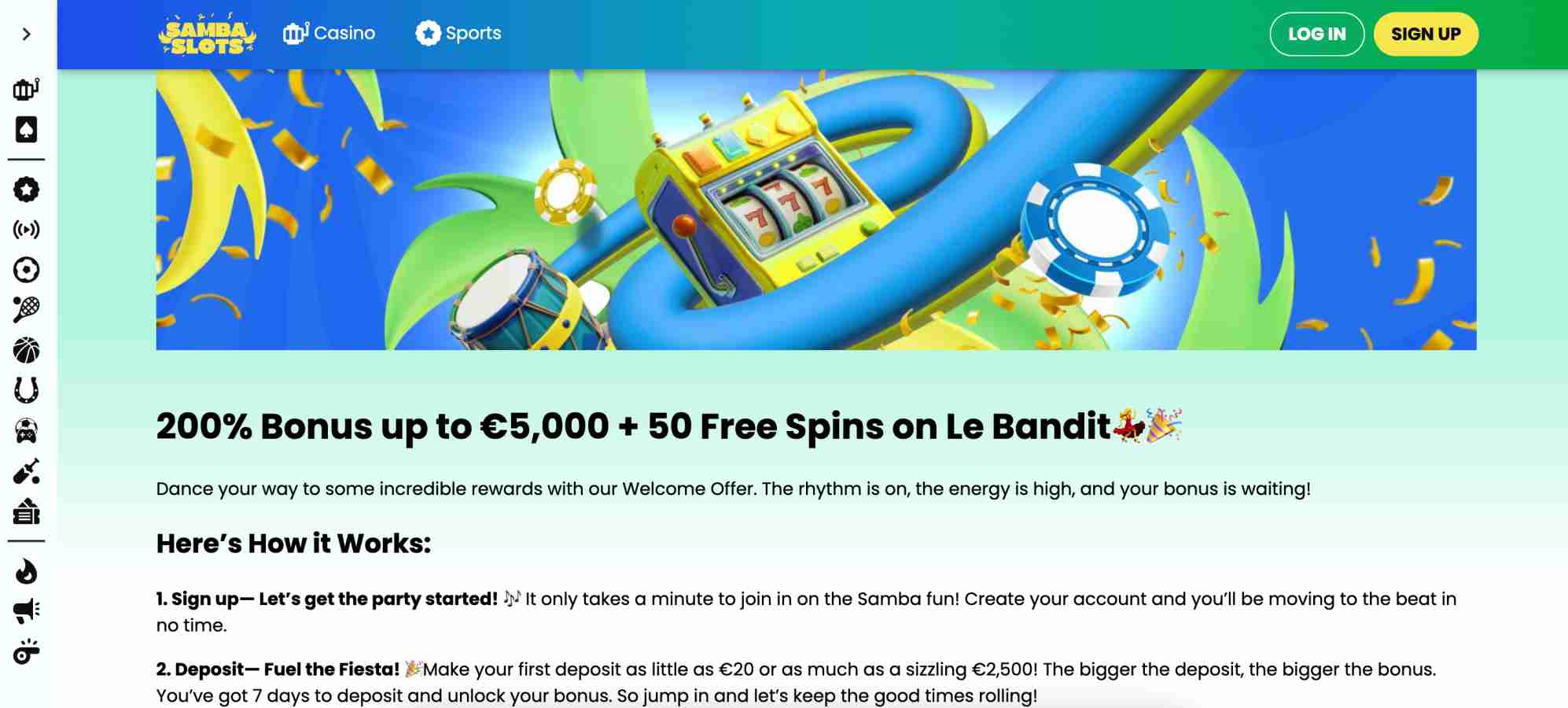 Samba Slots Review: Bonuses & Features 2026