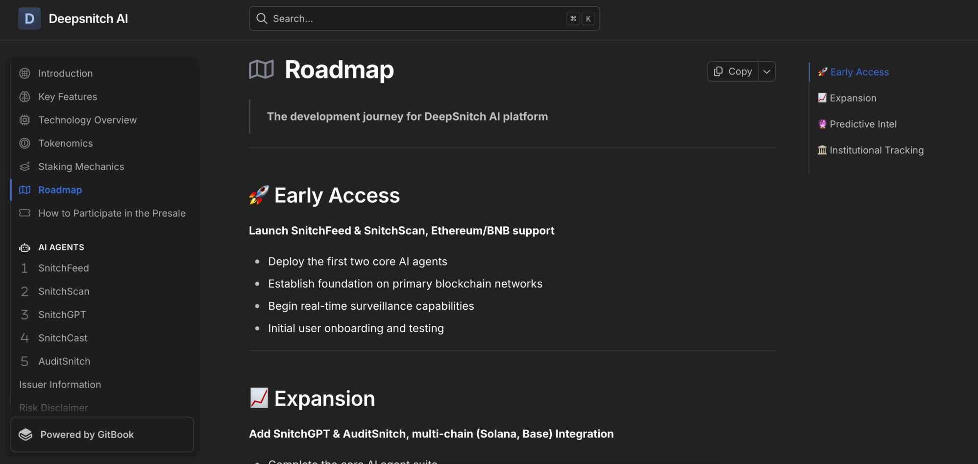 DeepSnitch AI roadmap
