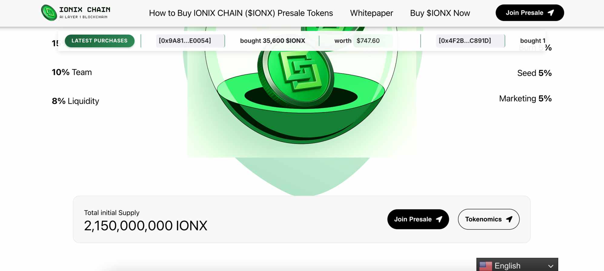 Ionix Chain tokenomics