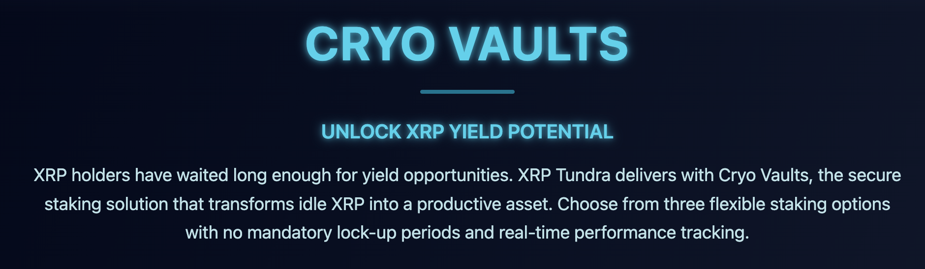 XRP Tundra Cyro vaults