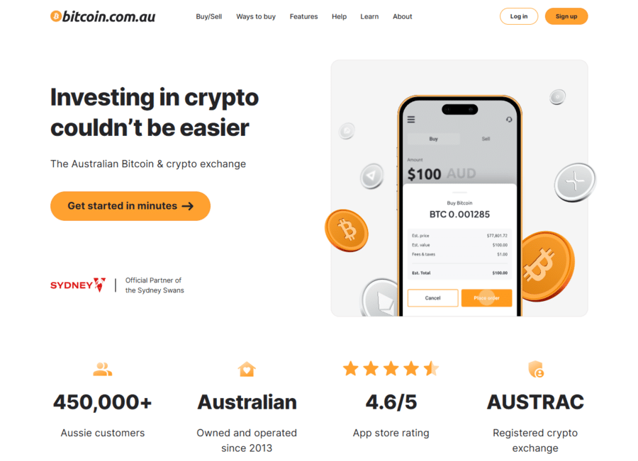 bitcoin.com.au homepage