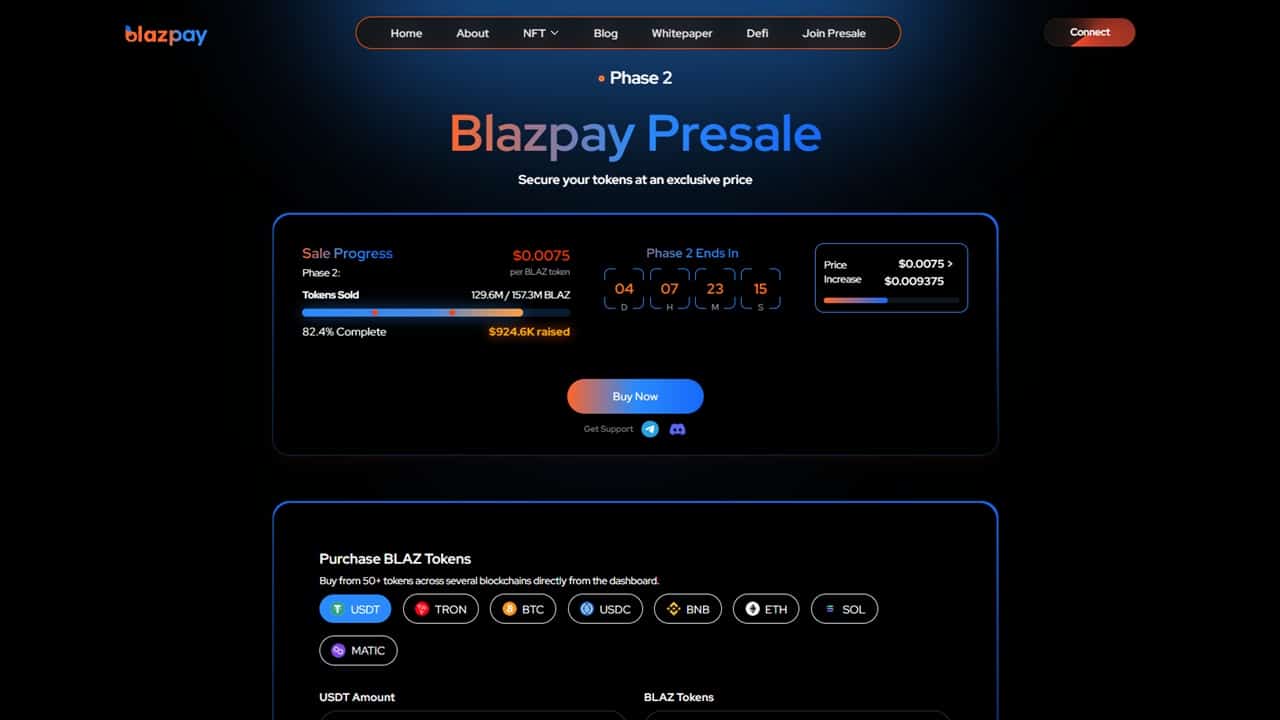 Blazpay presale page