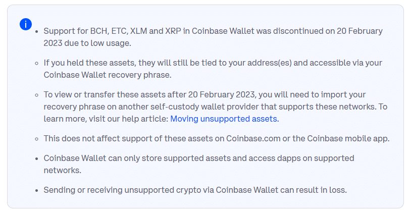 coinbase wallet assets