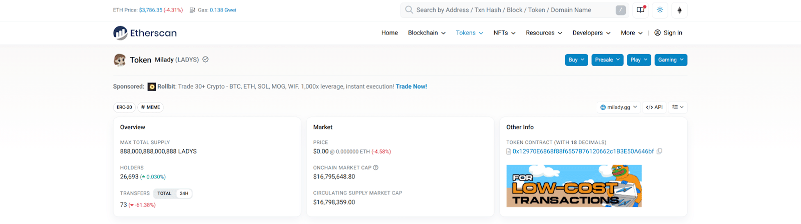 etherscan milady