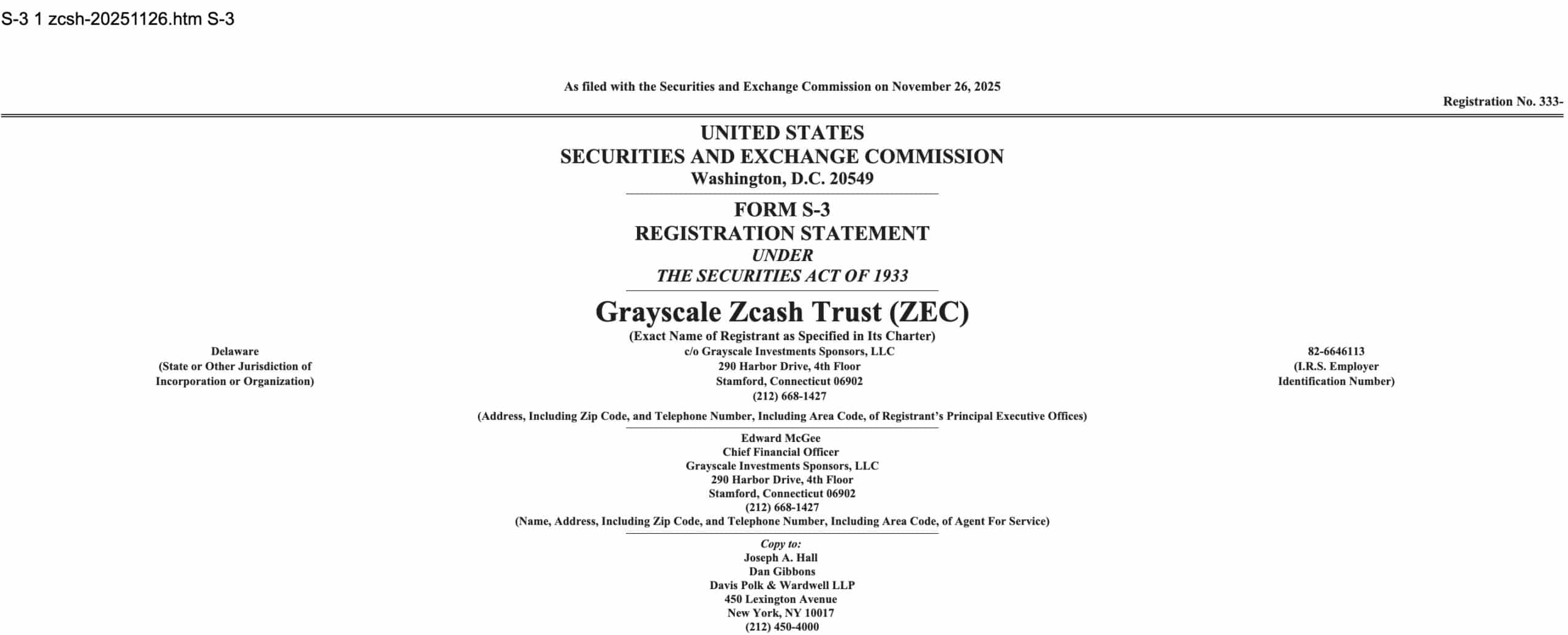 Grayscale seeks SEC approval to convert Zcash trust into ETF, listing ZCSH on NYSE Arca, tracking ZEC price.