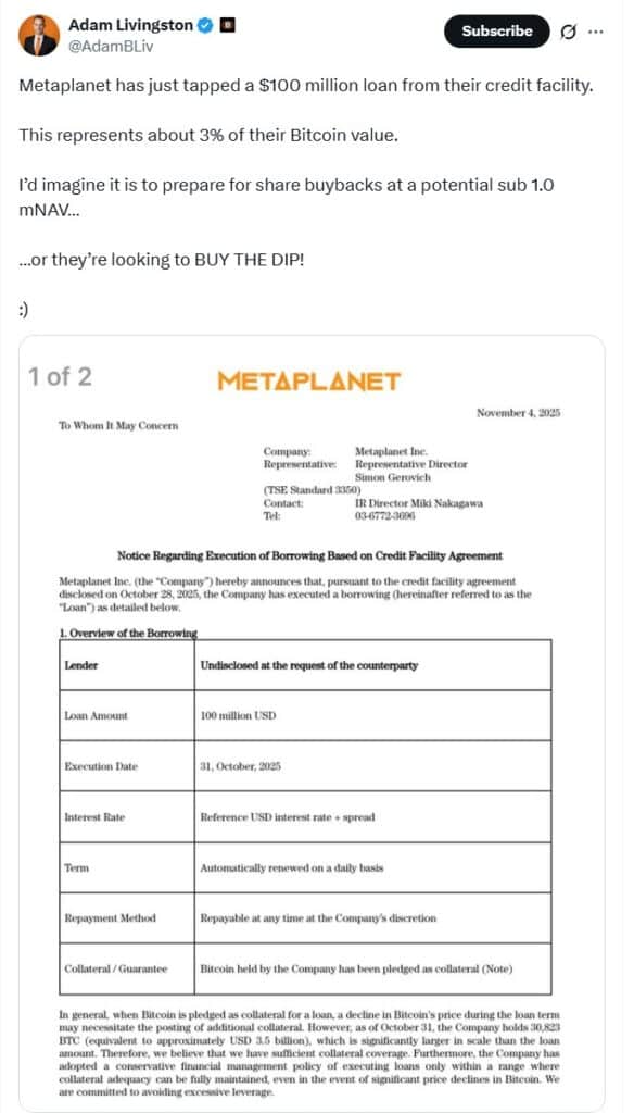 Metaplanet Secures $100 Million In New Funding: Is It Going To Buy The Dip?