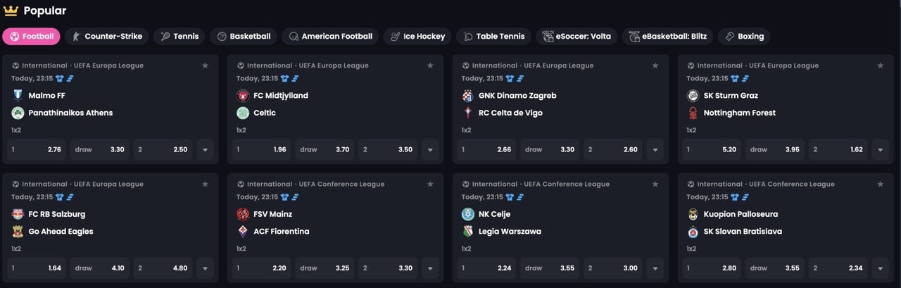 Sporbetting on Rakebit with crypto