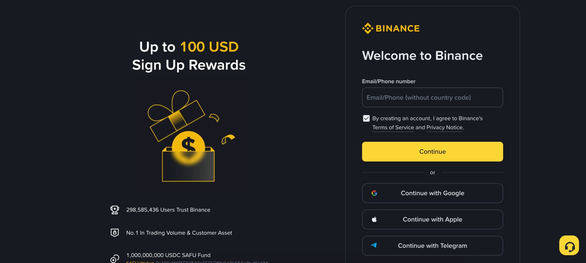 Binance open an account