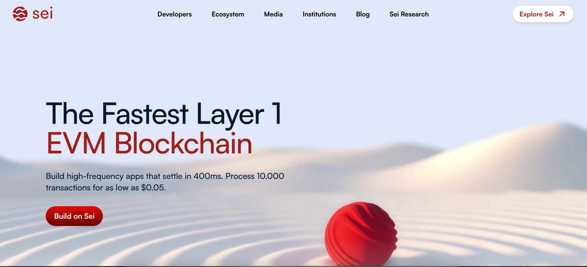 Sei crypto homepage