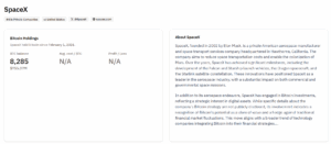 SpaceX Crypto Holdings As Per BitcoinTreasuries