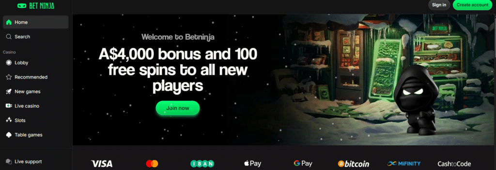 Claim your A$4,000 bonus with 100 free spins on BetNinja, one of Australia's favourite casinos