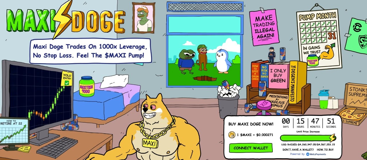 Maxi Doge Presale homepage