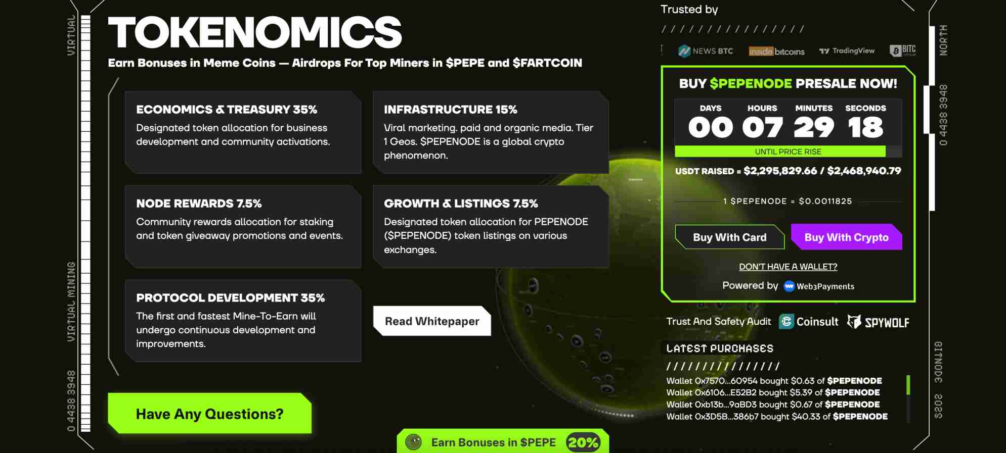 Pepenode tokenomics