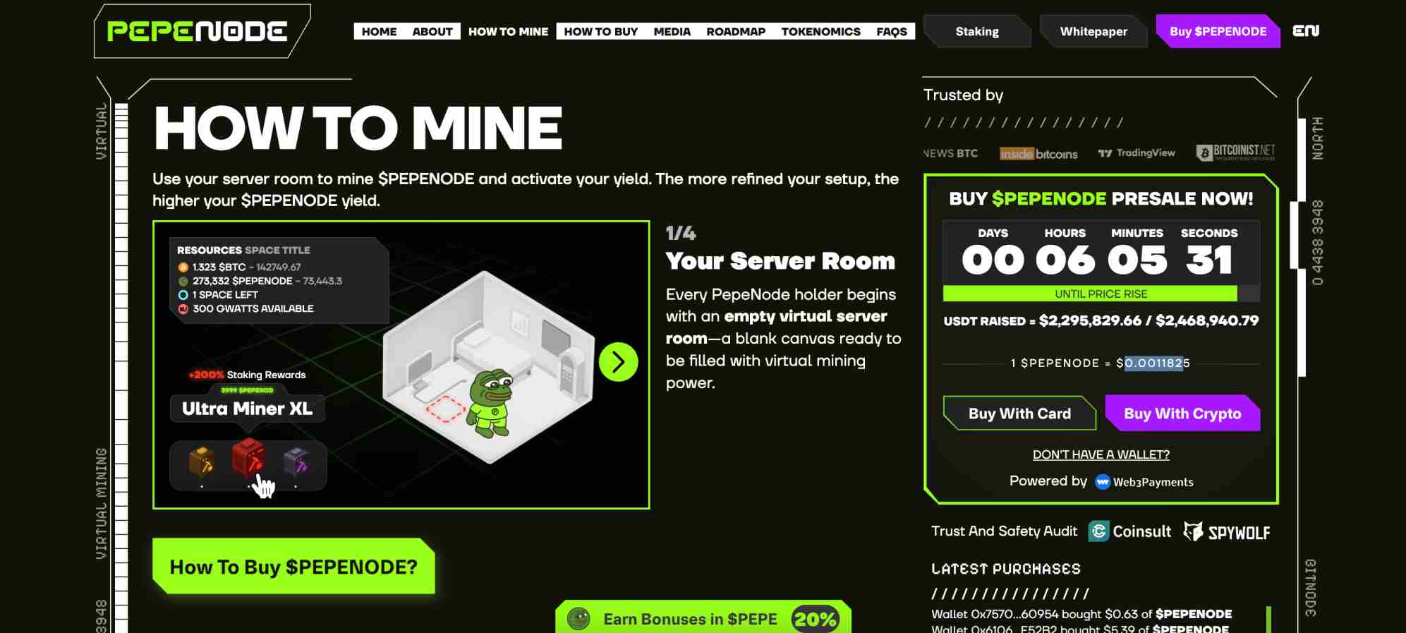 Pepenode presale how to mine