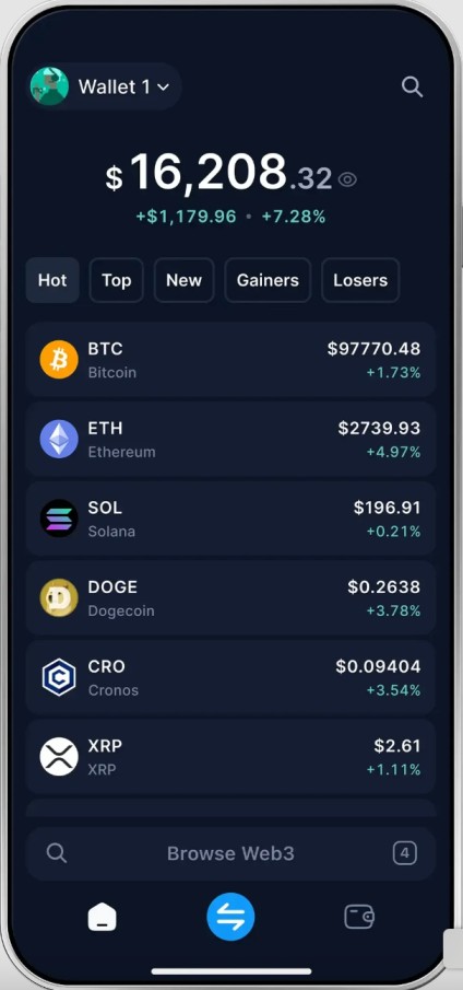 Crypto.com app main interface