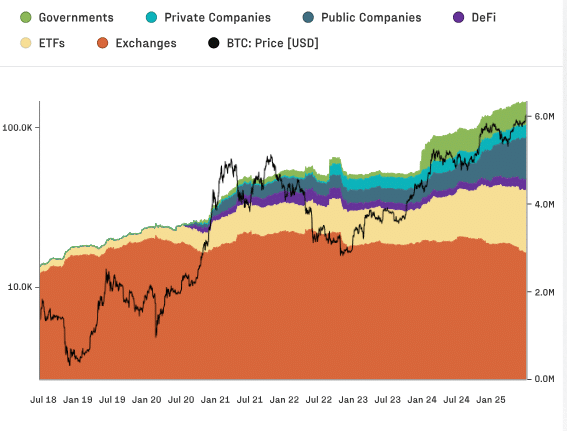 Bitcoin Treasury Holdings by Entity Type