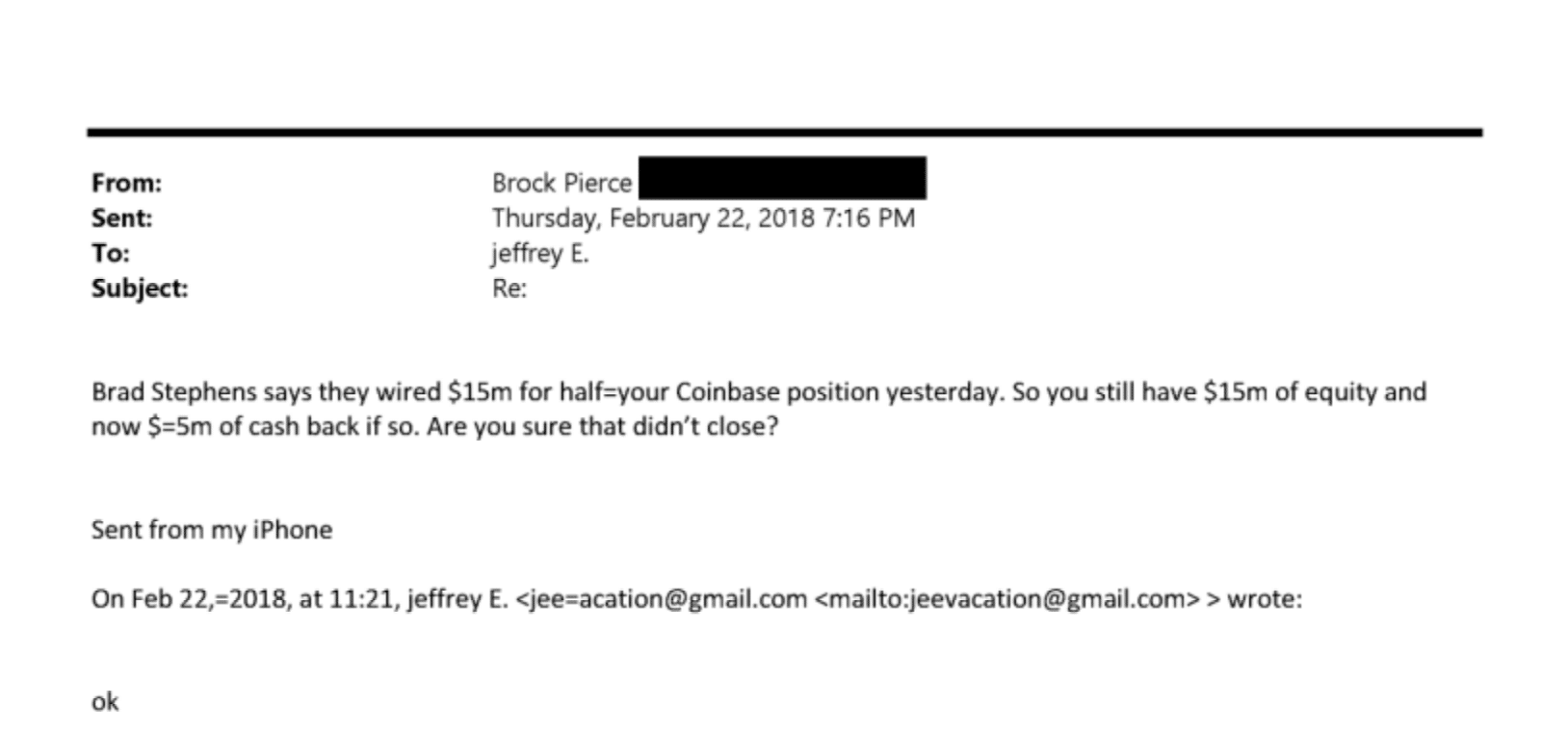 Epstein confirms his investment in Coinbase