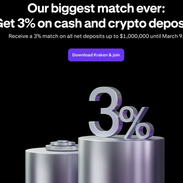 Kraken Launches 3% Deposit Match for App Users