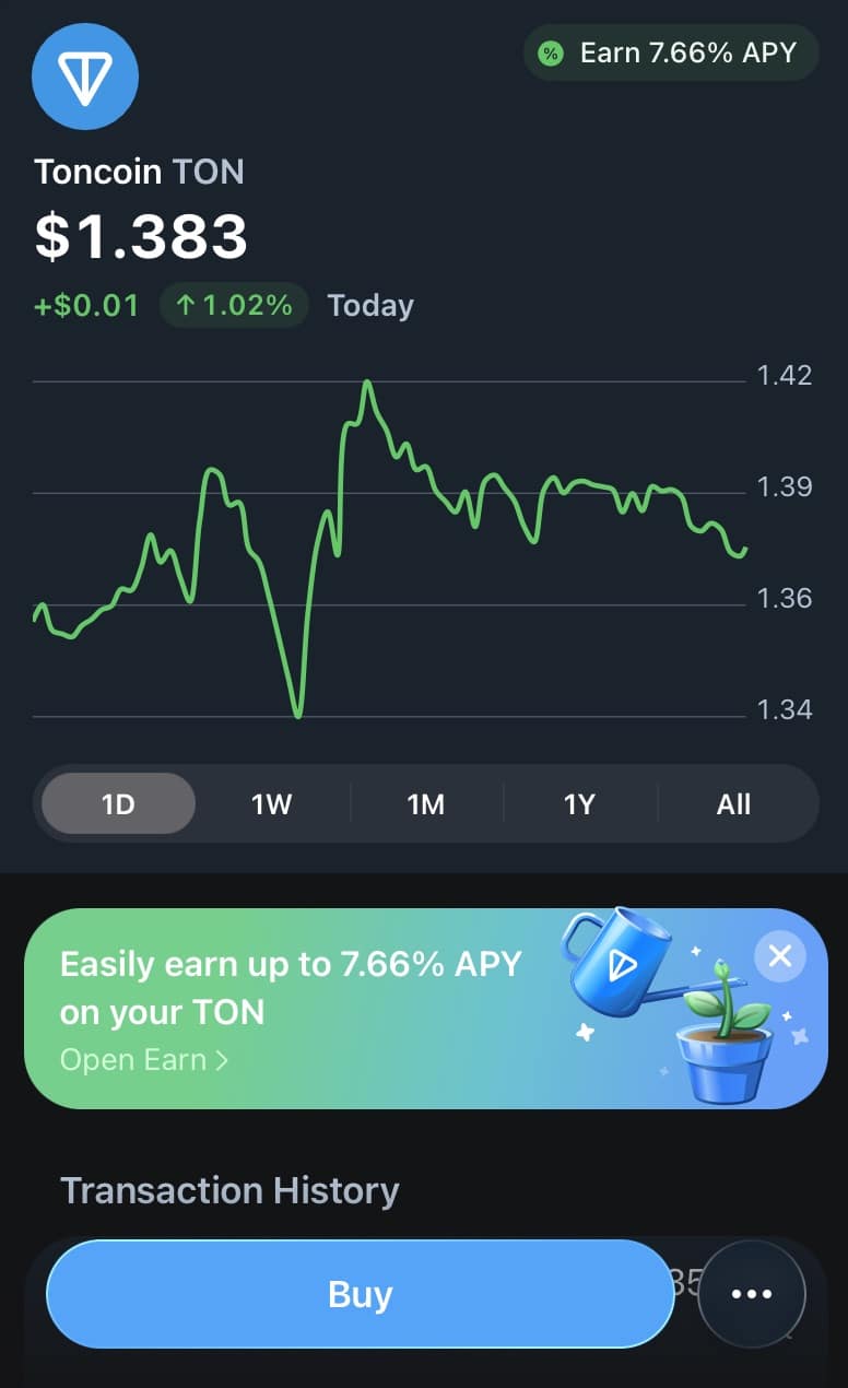 Buying TON on Telegram App