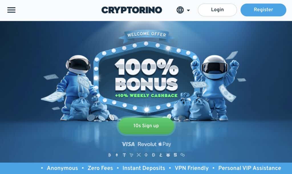 Cryptorino is a crypto-first casino built for players who want fast, on-chain payments and a broad game selection.