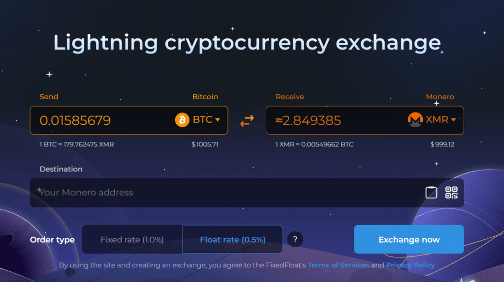 FixedFloat Monero exchange