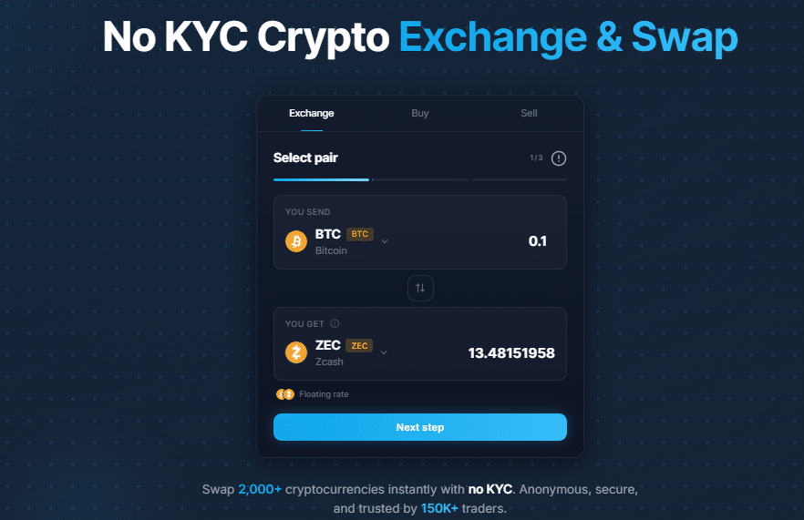 Swap Bitcoin to Zcash on SwapRocket