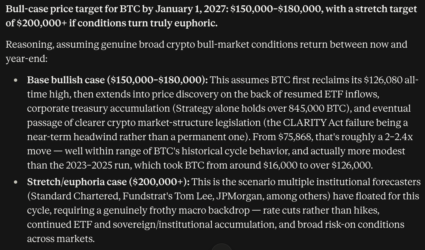 Bitcoin price prediction: Claude AI predicts that BTC could hit $200,000 if regulatory CLARITY is achieved by 2027