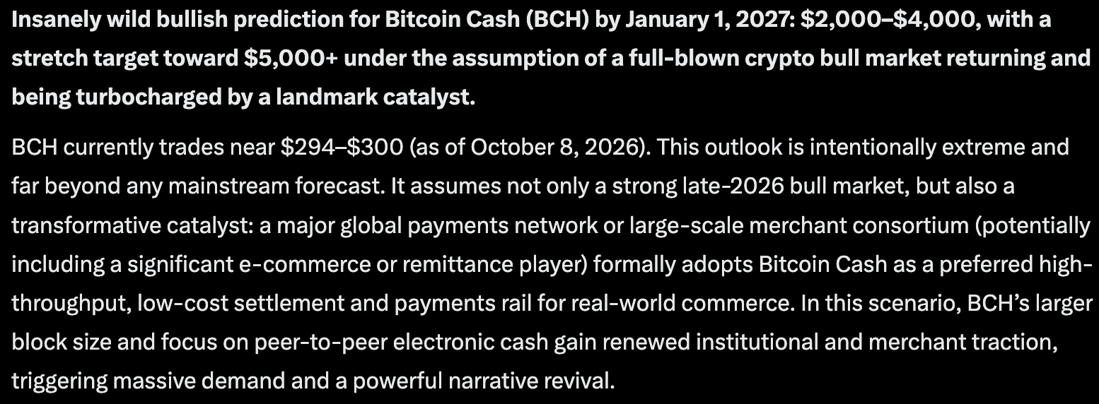 Bitcoin Cash Prediction: Microsoft Copilot AI predicts BCH could hit $5,000 by January 1, 2027, in the event of a huge catalyst landing